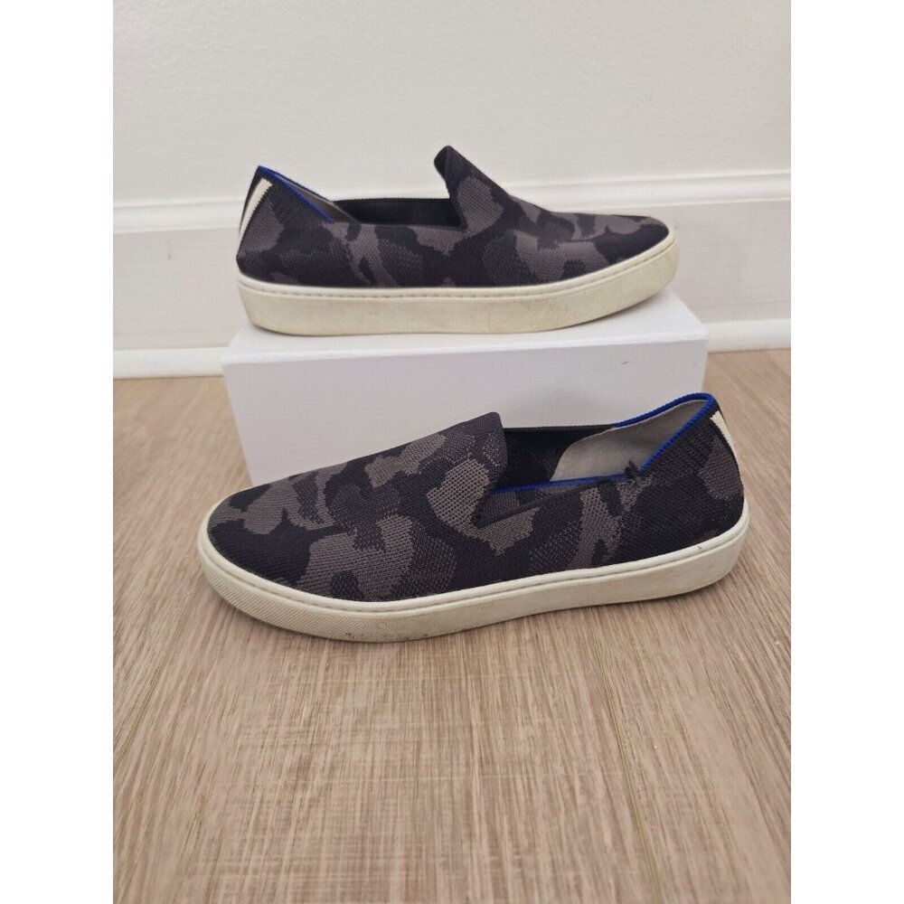 Rothy's The Original Slip On Camogrey Black Sneakers Shoes Womens Size 6.5